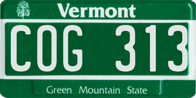 VT license plate COG313