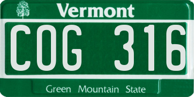 VT license plate COG316
