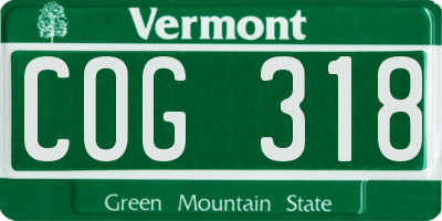 VT license plate COG318
