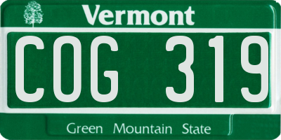 VT license plate COG319
