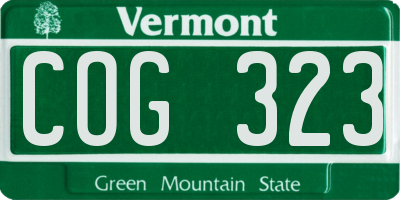 VT license plate COG323