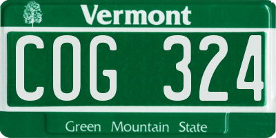 VT license plate COG324