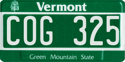 VT license plate COG325