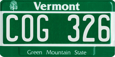 VT license plate COG326