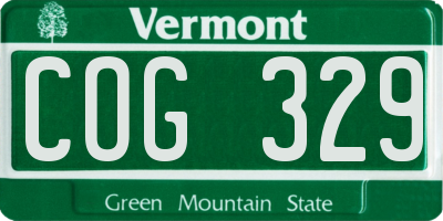 VT license plate COG329