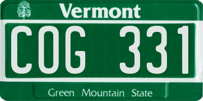 VT license plate COG331
