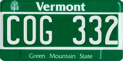 VT license plate COG332