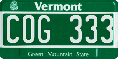 VT license plate COG333