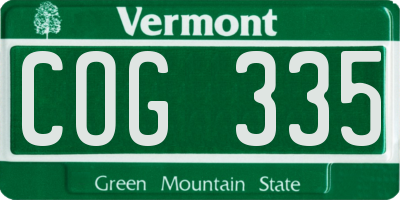 VT license plate COG335