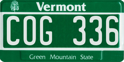 VT license plate COG336