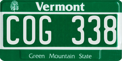 VT license plate COG338