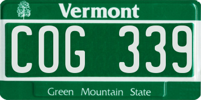 VT license plate COG339