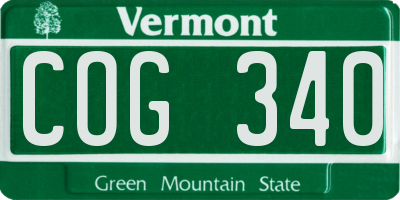 VT license plate COG340