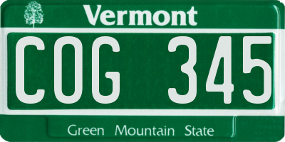 VT license plate COG345