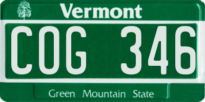 VT license plate COG346