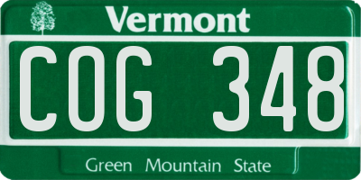 VT license plate COG348