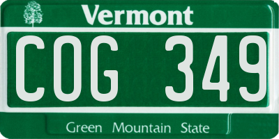 VT license plate COG349