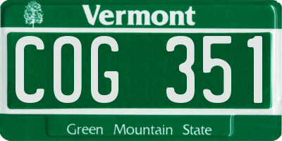 VT license plate COG351