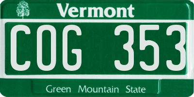 VT license plate COG353