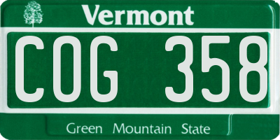 VT license plate COG358