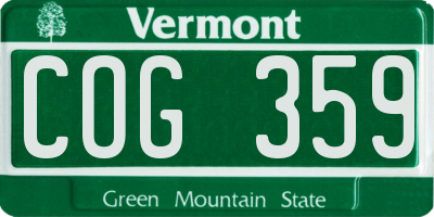 VT license plate COG359