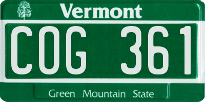 VT license plate COG361