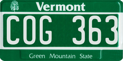 VT license plate COG363