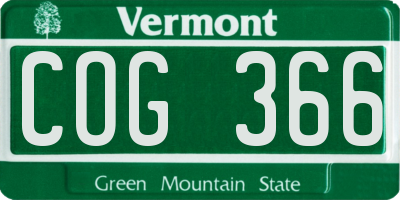 VT license plate COG366