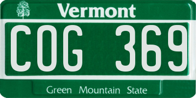 VT license plate COG369