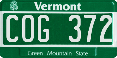 VT license plate COG372