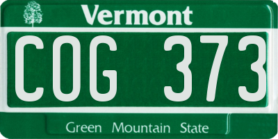 VT license plate COG373