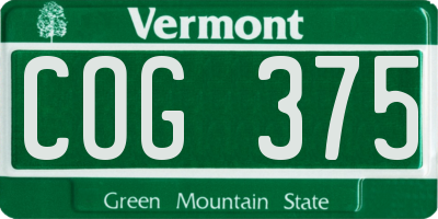 VT license plate COG375