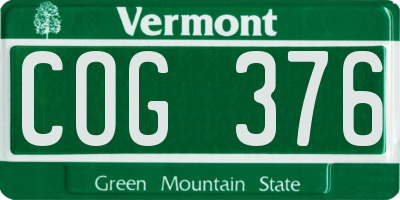 VT license plate COG376