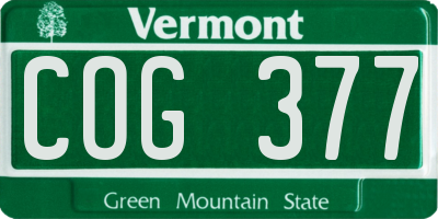VT license plate COG377