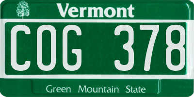 VT license plate COG378