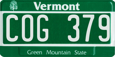 VT license plate COG379