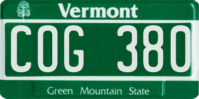 VT license plate COG380