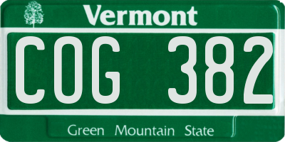 VT license plate COG382