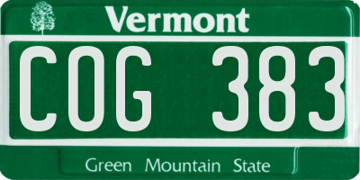 VT license plate COG383