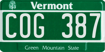 VT license plate COG387