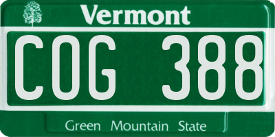 VT license plate COG388