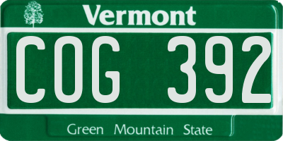 VT license plate COG392
