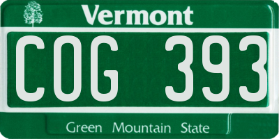VT license plate COG393