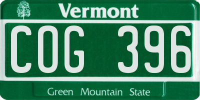 VT license plate COG396