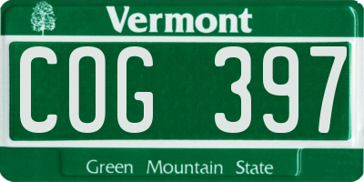VT license plate COG397