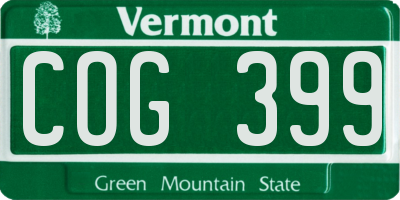 VT license plate COG399