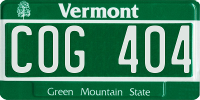 VT license plate COG404