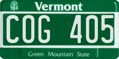 VT license plate COG405