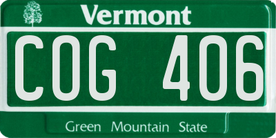 VT license plate COG406