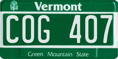 VT license plate COG407